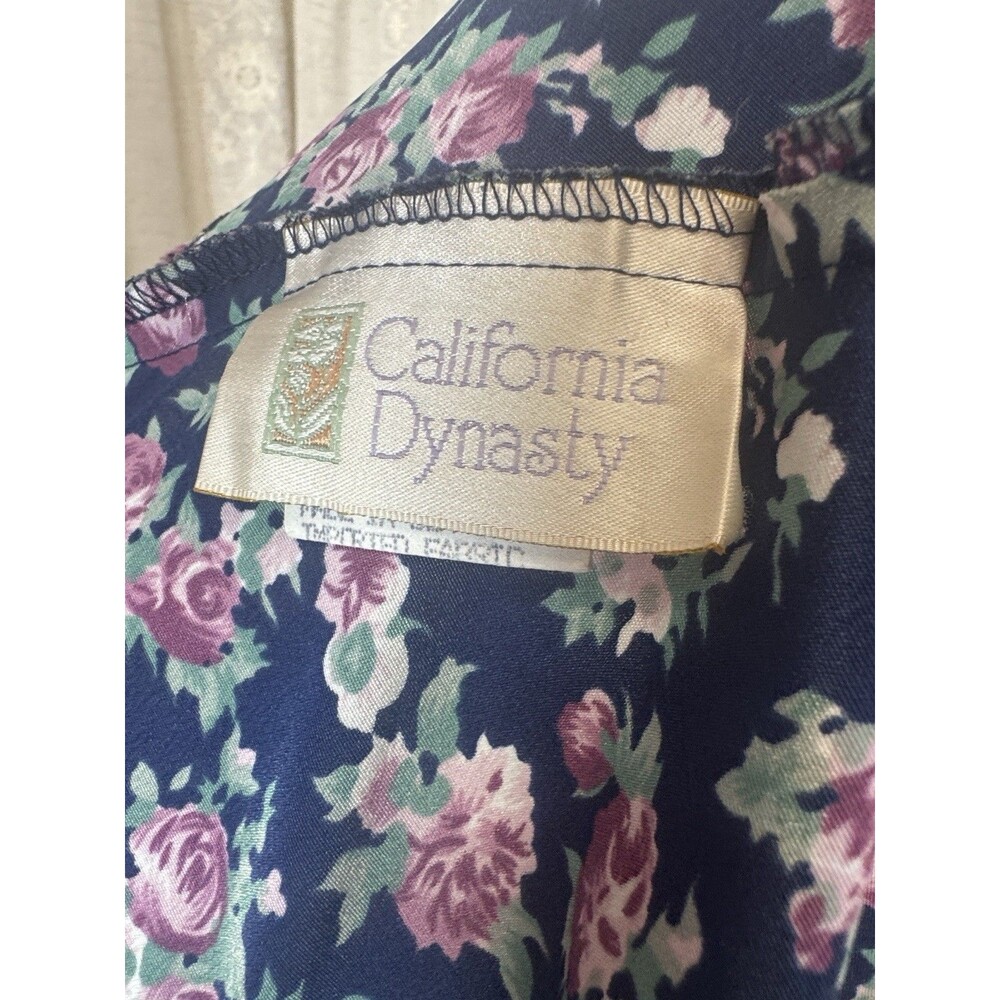 Vintage California Dynasty Floral Peignoir Robe Nightgown Cottagecore 2pc Lace S - Picture 9 of 10